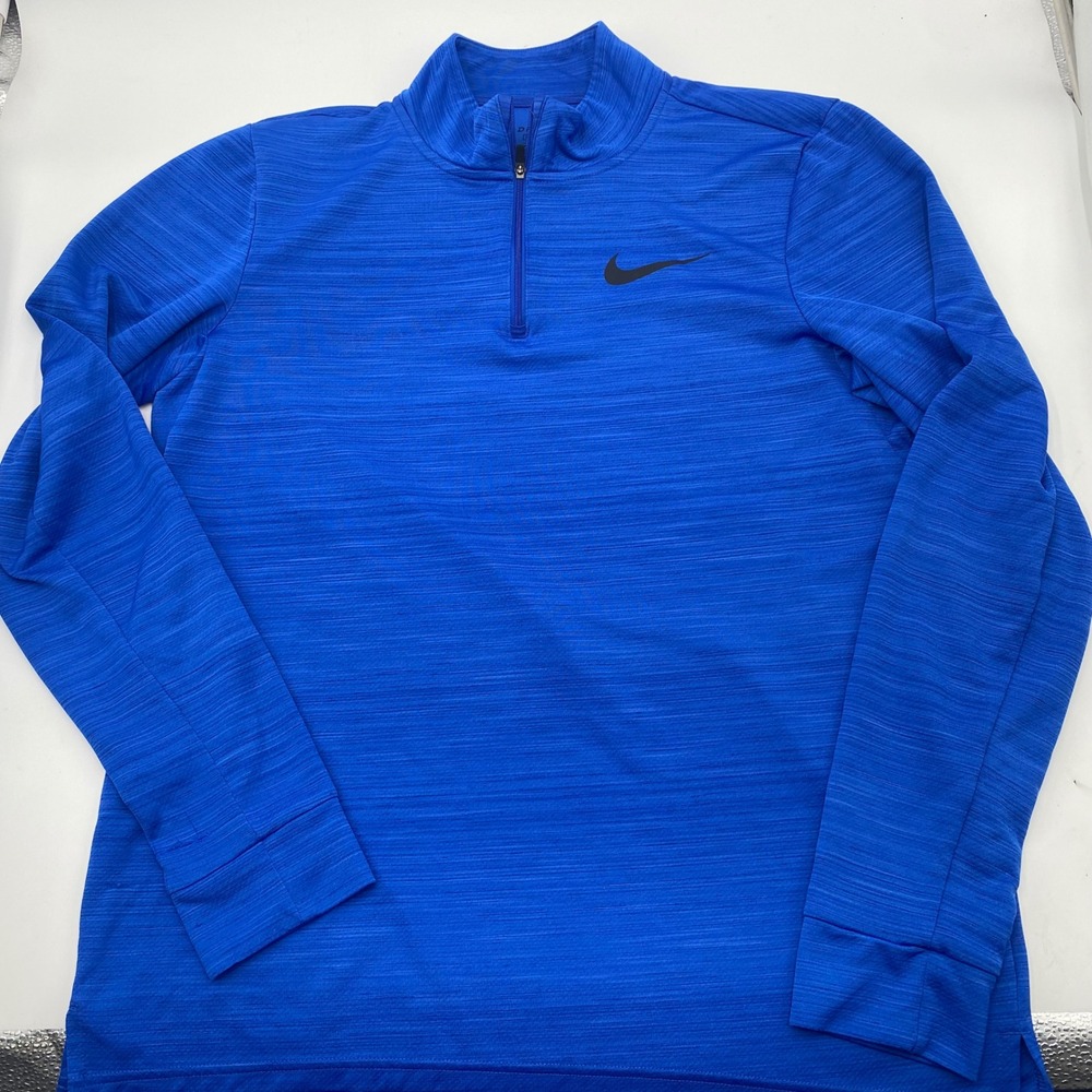 Nike Dri-FIT Quarter Zip Pullover Mens Medium Blue Lightweight Golf Running Top